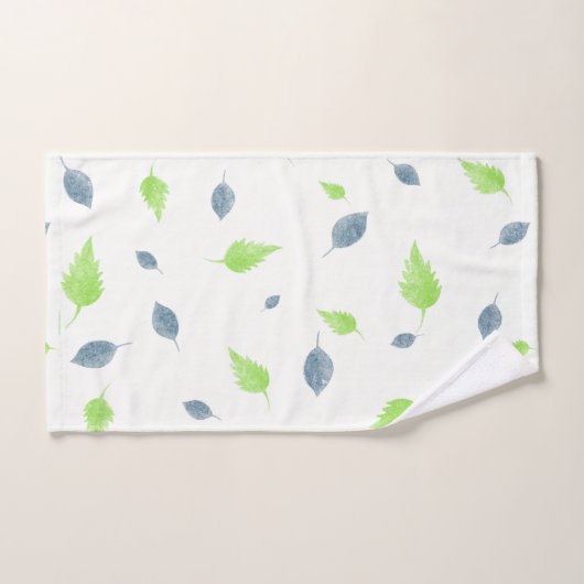 Pattern Blue & Green Leaves (Serviette à main)