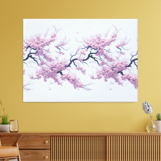 Pattern Cherry Blossoms Canvas Afdruk (Insitu (Woonkamer))
