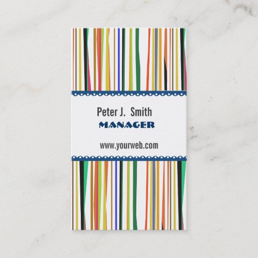 Pattern Colorful Office Manager Stripes Visitekaartje (Voorkant)