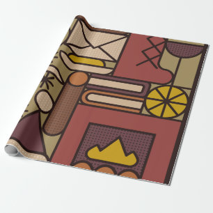 Pattern: cozy evening. Abstracische illustratie Cadeaupapier