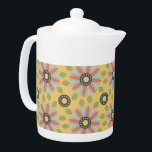 Pattern de Daisie<br><div class="desc">Minimaliste mais mignon sont les mots qui viennent à l'esprit quand vous regardez cette douce marguerite abstraite rétro et corail clair sur un arrière - plan jaune au milieu d'un arrosage de feuilles verts répétant motif. Oh si adorable et super sucré aussi. Ce motif floral abstrait classique se traduit parfaitement...</div>