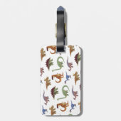 Pattern dino comic dinosaur bagagelabel (Achterkant verticaal)