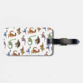 Pattern dino comic dinosaur bagagelabel (Achterkant horizontaal)