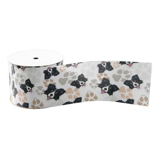 Pattern Dog Paws Border Collie Grosgrain Lint (Spoel)