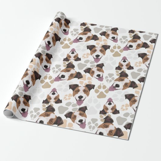 Pattern Dog Paws Jack Russell Terrier Cadeaupapier (Uitgerold)
