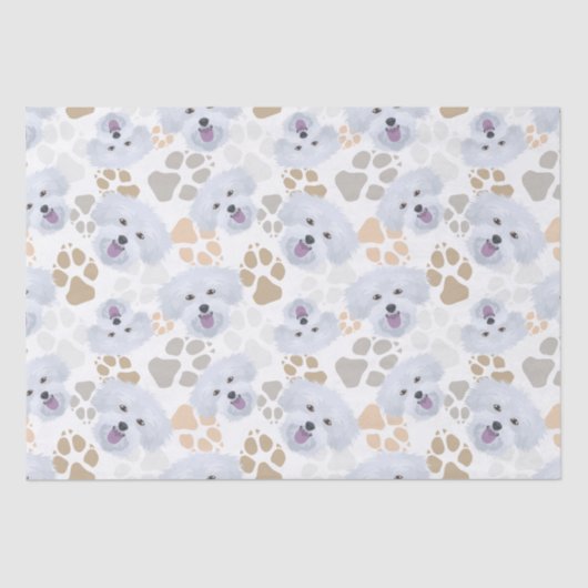 Pattern Dog Paws Maltese Tissuepapier (Voorkant)