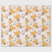Pattern Dog Paws Shiba Inu Cadeaupapier (Vlak)