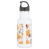 Pattern Dog Paws Shiba Inu Waterfles (Achterkant)