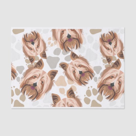 Pattern Dog Paws Yorkshire Terrier Tissuepapier (Voorkant)