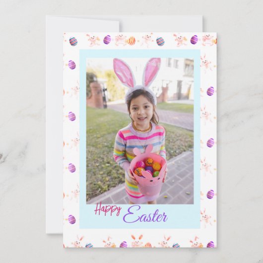 Pattern Easter Photo Holiday Kaart (Voorkant)
