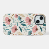 Pattern Echineceas Glitter iPhone 15 Hoesje (Achterkant horizontaal)