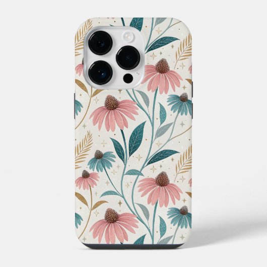 Pattern Echineceas Glitter iPhone Hoesje (Achterkant)