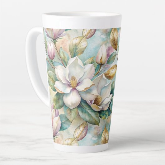 Pattern Elegant Magnolias Latte Mok (Linkerhoek)