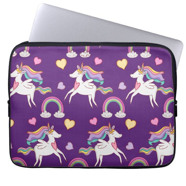 Pattern Funny Unicorn Magic Horse Cute Laptop Sleeve (Voorkant)