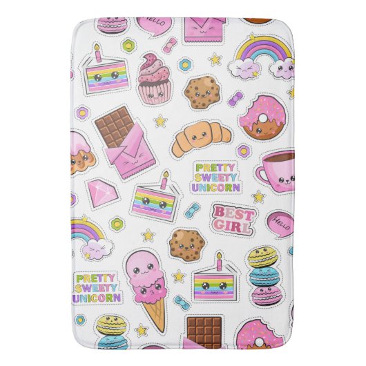 Pattern Funny Unicorn Magic Rainbow Cute Badmat (Voorkant Verticaal)