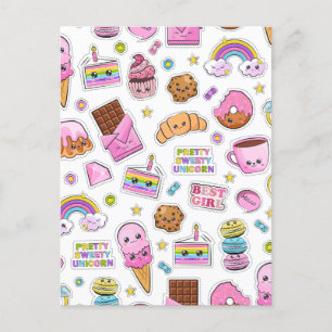 Pattern Funny Unicorn Magic Rainbow Cute Feestdagenkaart