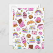 Pattern Funny Unicorn Magic Rainbow Cute Feestdagenkaart (Voorkant / Achterkant)