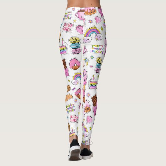 Pattern Funny Unicorn Magic Rainbow Cute Leggings (Achterkant)