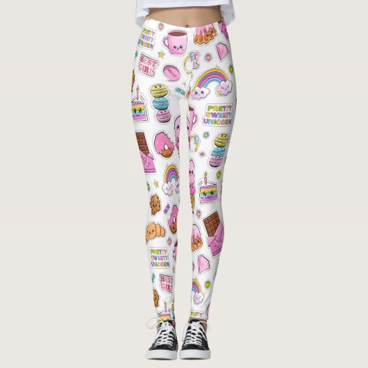 Pattern Funny Unicorn Magic Rainbow Cute Leggings (Voorkant)