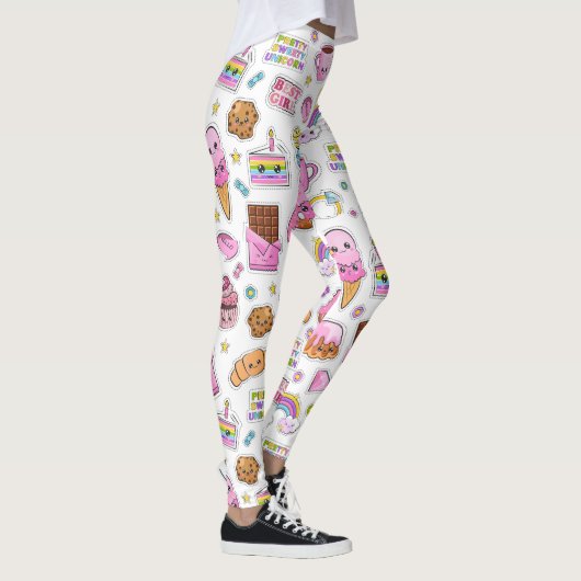 Pattern Funny Unicorn Magic Rainbow Cute Leggings (Rechts)