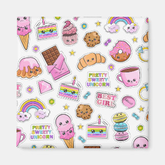 Pattern Funny Unicorn Magic Rainbow Cute Magneet