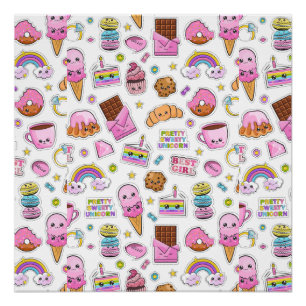 Pattern Funny Unicorn Magic Rainbow Cute Perfect Poster