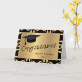 Pattern Gold Black Felicitaties Afstuderen Kaart (Gele Bloem)