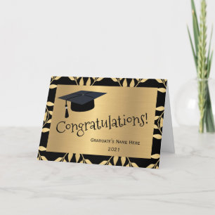 Pattern Gold Black Felicitaties Afstuderen Kaart