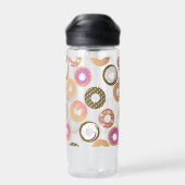 Pattern Heart Donuts Valentines Pink Water Bottle Waterfles (Achterkant)