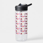 Pattern Heart Valentines Pink Water Bottle Waterfles (Links)