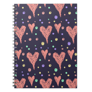 Pattern Hearts Colorful Girly Modern Cute Notitieboek