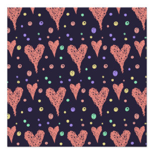 Pattern Hearts Colorful Girly Modern Cute Perfect Poster
