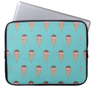 Pattern Ice crème op Pastel color background, vin Laptop Sleeve