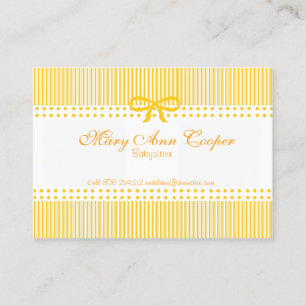 Pattern Mustard Yellow Babysitter Child Care Visitekaartje