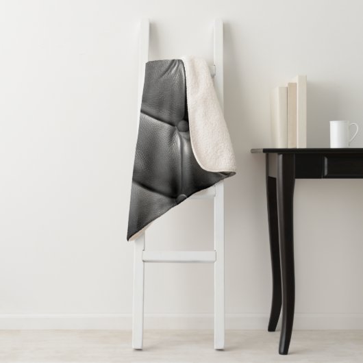pattern of black genuine leather texture using as sherpa deken (In situ)