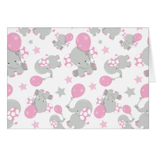 Pattern of Elephants, Cute Elephants - Pink Gray