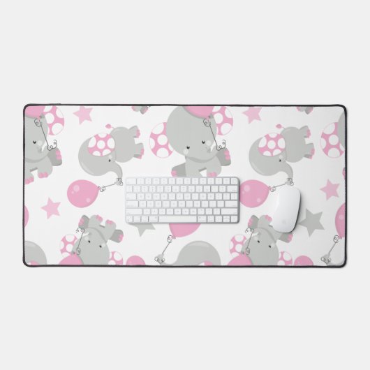 Pattern of Elephants, Cute Elephants - Pink Gray (Clavier et souris)