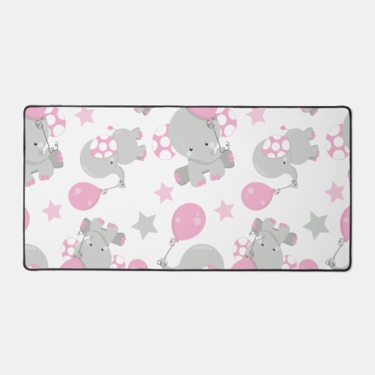 Pattern of Elephants, Cute Elephants - Pink Gray (Recto)