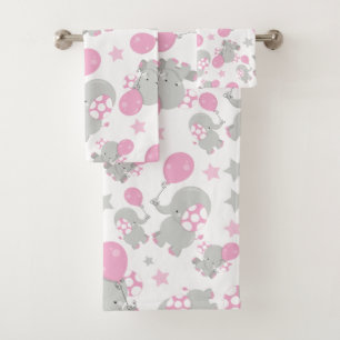 Pattern of Elephants, Cute Elephants - Pink Gray