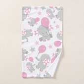 Pattern of Elephants, Cute Elephants - Pink Gray (Serviette à main)