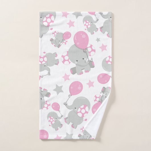 Pattern of Elephants, Cute Elephants - Pink Gray (Serviette à main)