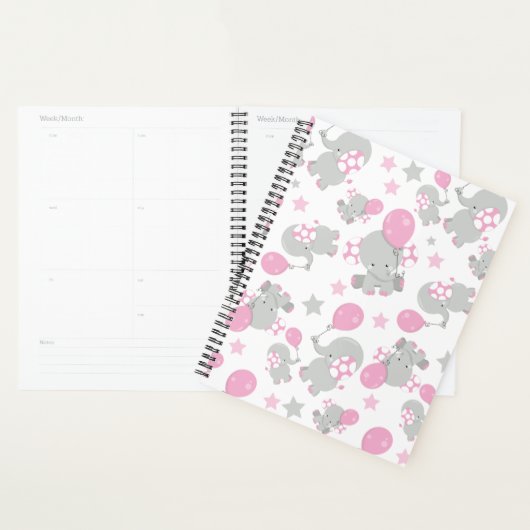 Pattern of Elephants, Cute Elephants - Pink Gray (Devant avec enveloppe)