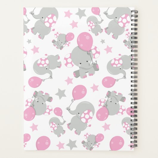Pattern of Elephants, Cute Elephants - Pink Gray (Dos)