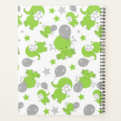 Pattern of Green Elephants, Cute Elephants, stars (Dos)