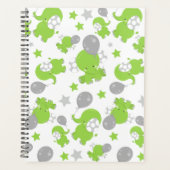 Pattern of Green Elephants, Cute Elephants, stars (Devant)