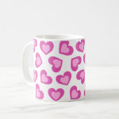 Pattern of Hearts Stylish Modern White Pink Chic  Koffiemok (Voorkant links)