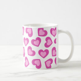 Pattern of Hearts Stylish Modern White Pink Chic  Koffiemok