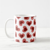 Pattern of Hearts Stylish Modern White Red Chic  Koffiemok (Links)