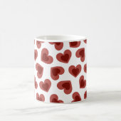 Pattern of Hearts Stylish Modern White Red Chic Koffiemok (Center)