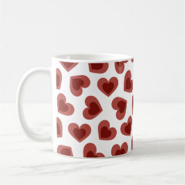 Pattern of Hearts Stylish Modern White Red Chic  Koffiemok